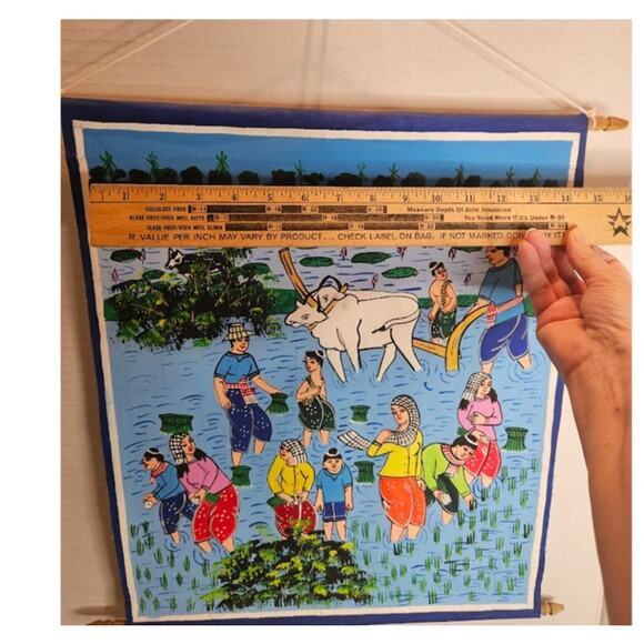 Cambodian Art Oil on Canvas Dowels Tabitha Family Savings Program & NecklaceVTG - Picture 7 of 10